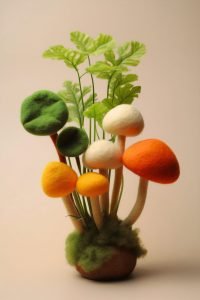 needle felted mushrooms arrangement