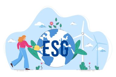 Flat ESG environmental and saving Earth